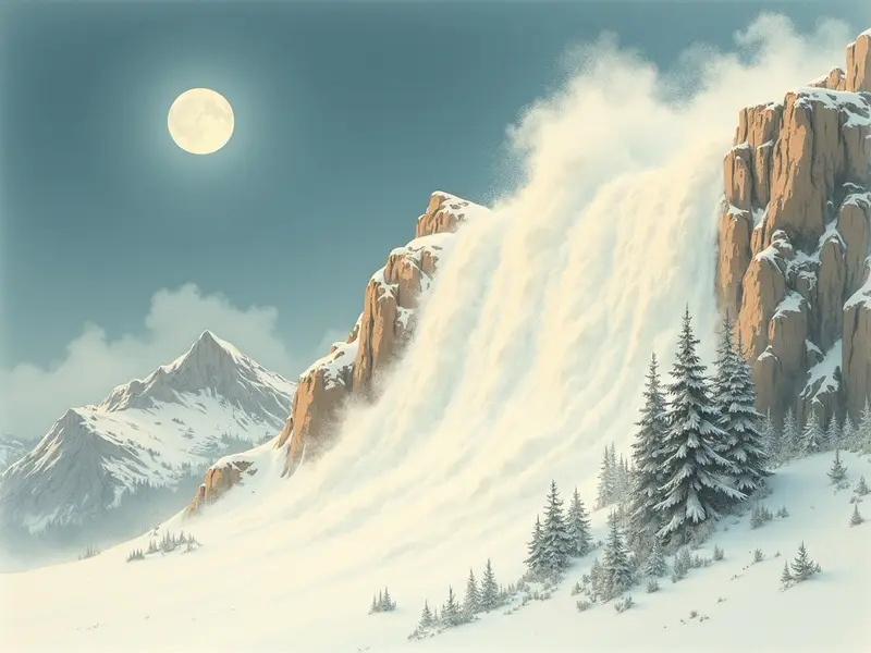 Ilustracja snu: avalanche caindo sobre a casa