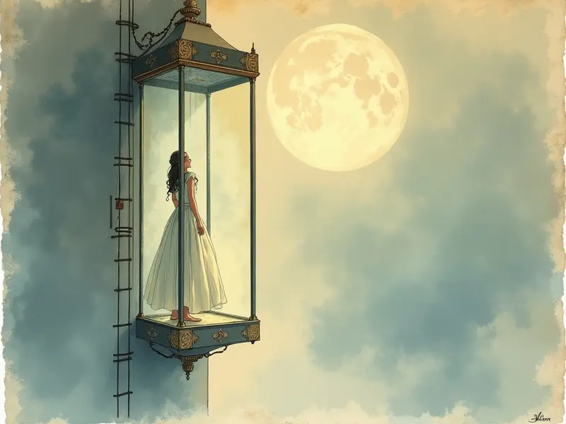 Ilustracja snu: descer de elevador à noite