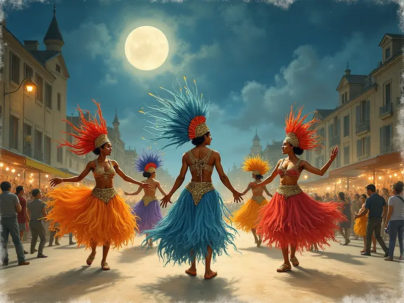 Ilustracja snu: multidão cantando o samba enredo