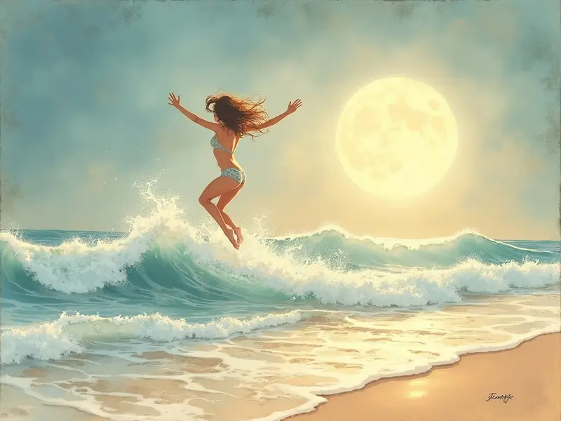 Ilustracja snu: mar agitado ao pular as ondas