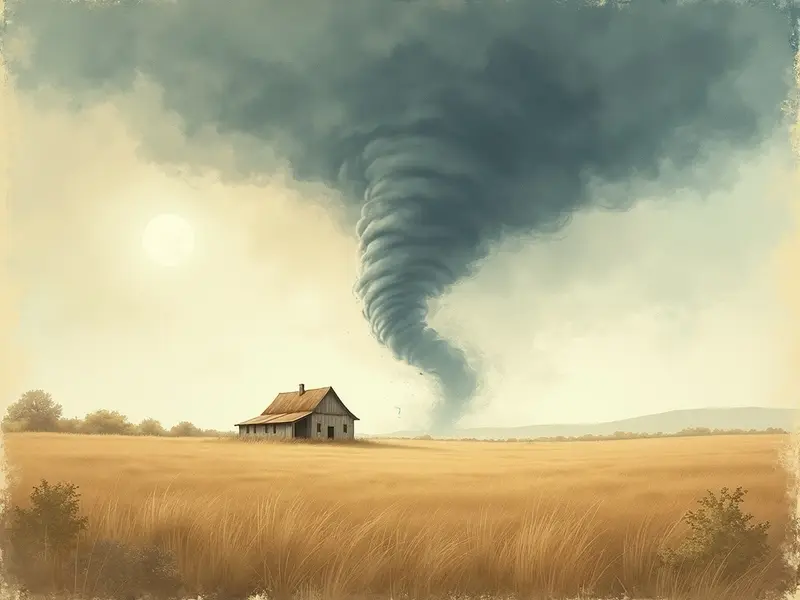 Ilustracja snu: tornado na frente da casa